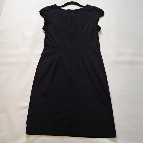 George Cap Sleeve Little Black Pencil Dress Size S Office Demure Sleek - Picture 7 of 12